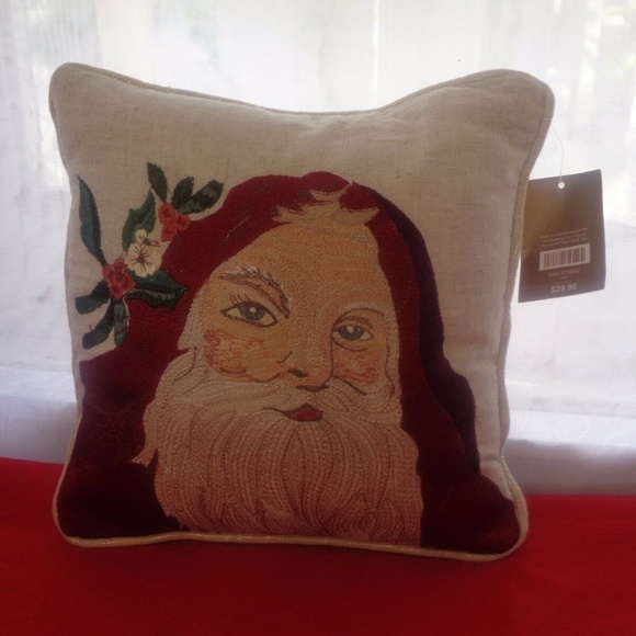 Pier 1 Accents Christmas Embroidered Saint Nick Pillow Poshmark